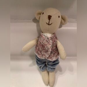 Wilbury Collection Linen Charming Plush Bear with Tweed Vest